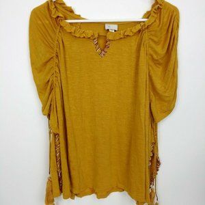 Anthropologie Postmark Small Mustard Top Blouse